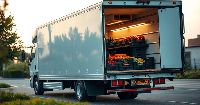 Refrigeração caminhão para transporte seguro de produtos perecíveis